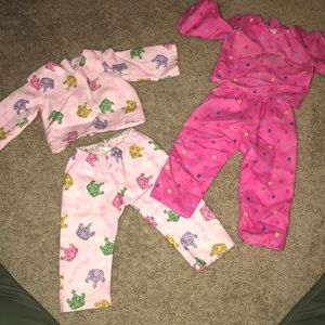 18” doll flannel pajamas 2 sets